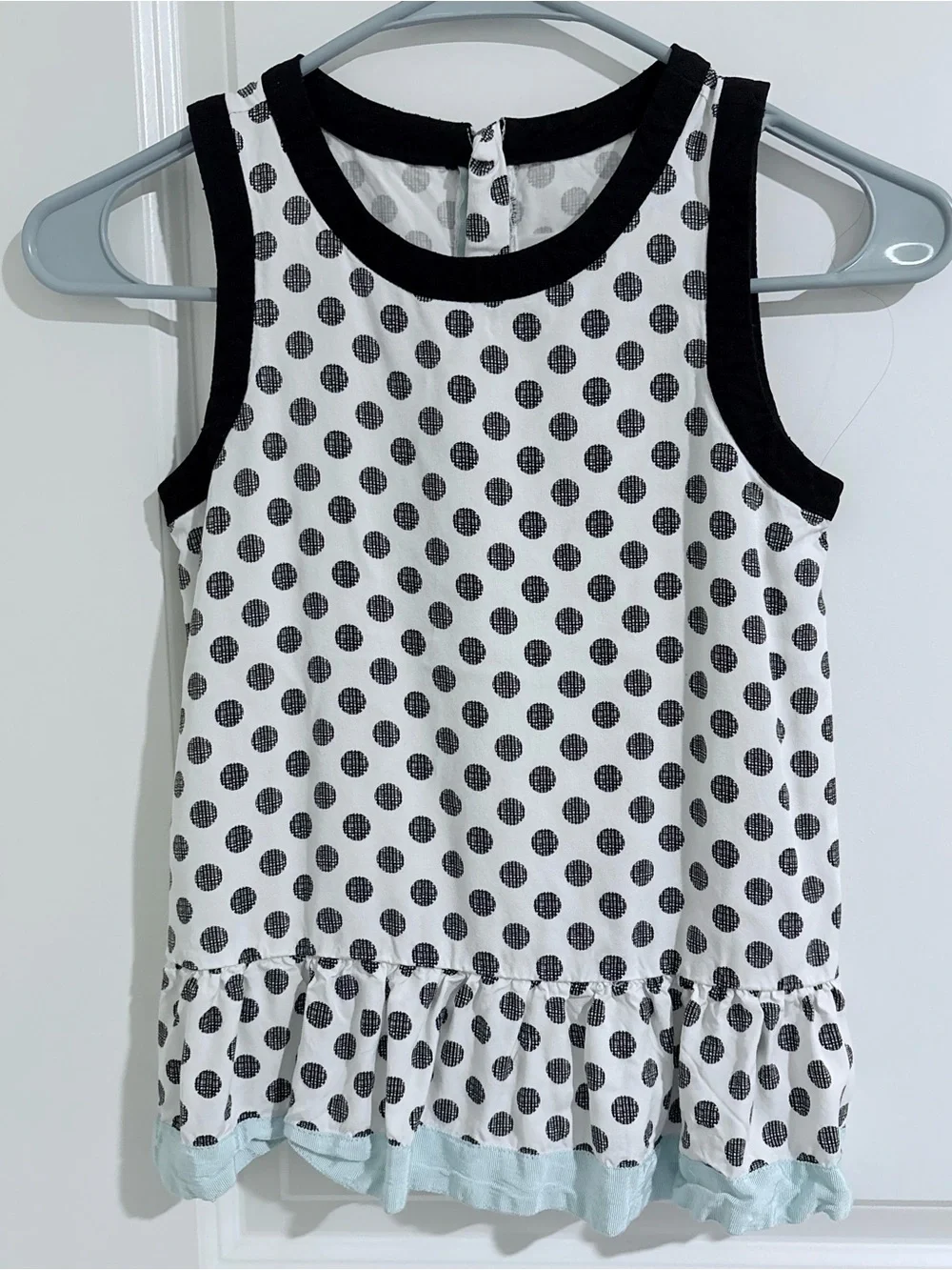Gymboree White Polka Dot Tank Top with Black Trim. Girls size 8